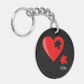 Ontbrekend stuk Heart Puzzle Valetines Day Shirt G Sleutelhanger (Voorkant Links)