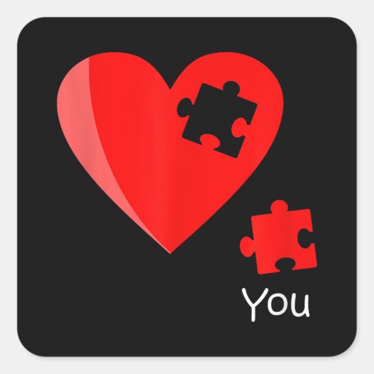 Ontbrekend stuk Heart Puzzle Valetines Day Shirt G Vierkante Sticker (Voorkant)