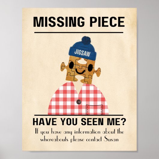 Ontbrekend stuk Jigsaw Puzzel plezier en spelletje Poster (Voorkant)