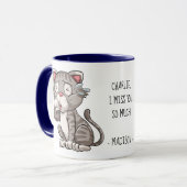 "Ontbrekend u" mokken met aangepaste tekst voor ka (Voorkant links)