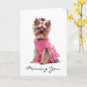 Ontbrekend U Yorkshire Terrier Wenskaart Verse Kaart (Gele Bloem)