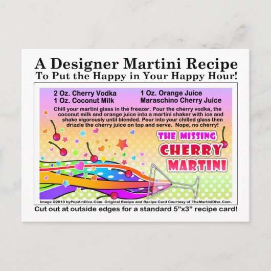 Ontbrekende Cherry Martini Recept Briefkaart (Voorkant)