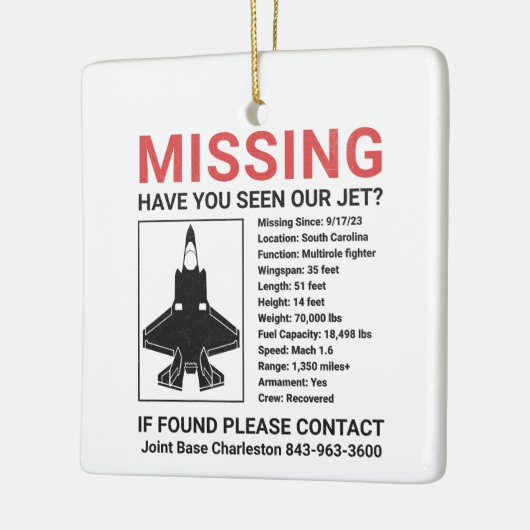 Ontbrekende F-35 Jet Keramisch Ornament (Links)