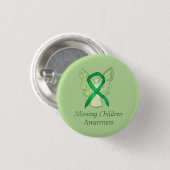 Ontbrekende kinderen Groene bewustwording Ribbon A Ronde Button 3,2 Cm (Voorkant /achterkant)