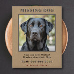 Ontbrekende PET Custom Photo Flyer<br><div class="desc">Een flyer voor een vermist huisdier (hond, kat, konijn en elk dier) met een kraftbruine achtergrond, aanpasbare teksten en een beloningstekst in rood die je kunt verwijderen, als je dat niet nodig hebt. Vergeet niet om een duidelijke en recente foto van uw huisdier te uploaden, met zijn unieke kenmerken om...</div>