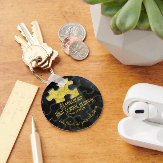 Ontbrekende Puzzle Piece Black Gold Class Reunion Sleutelhanger (Bureau)