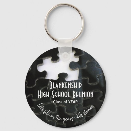 Ontbrekende Puzzle Piece Black White Class Reunion Sleutelhanger (Voorkant)