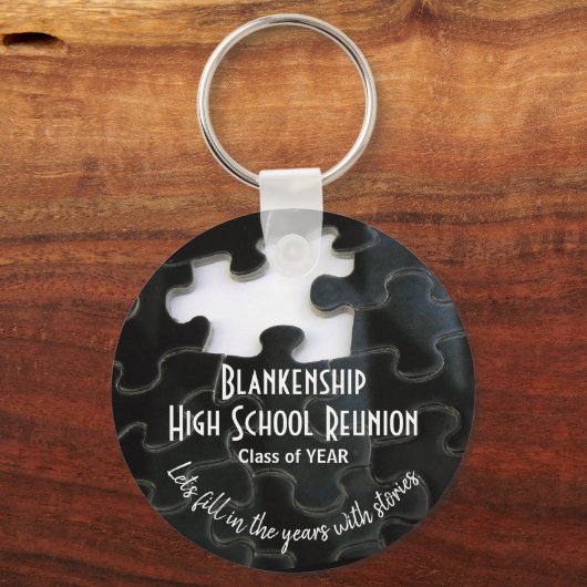 Ontbrekende Puzzle Piece Black White Class Reunion Sleutelhanger (Voorkant)