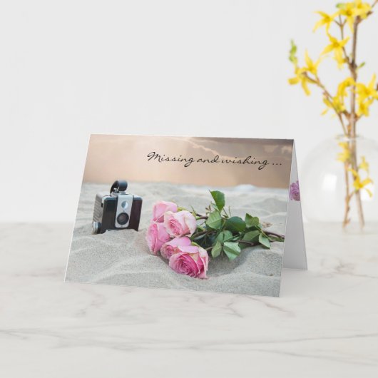 Ontbrekende rozen op het strand kaart (Gele Bloem)