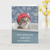 Ontbrekende u Schattigee kitten kat in een bubbelb Kaart (Gele Bloem)