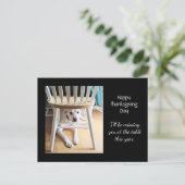Ontbrekende witte hond-zwarte Thanksgiving Briefkaart (Staand voorkant)