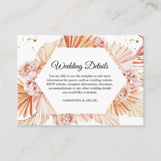 Ontdaan van terracotta Gedroogd palmlef Oranje Lij Informatiekaartje (Voorkant)