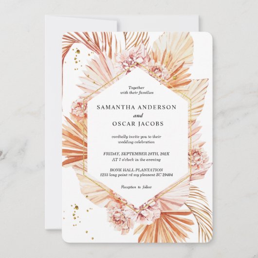 Ontdaan van terracotta Gedroogd palmlef Oranje Lij Kaart (Voorkant)