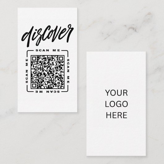Ontdek | Aanpasbare QR-code- en logo-sjabloon Visitekaartje (Voorkant / Achterkant)