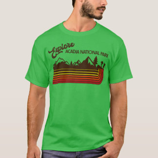 Ontdek Acadia National Park Retro 70s80s Stripe T-shirt