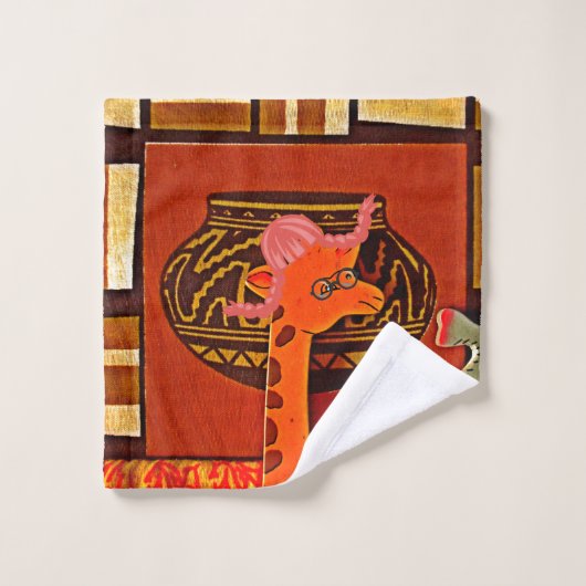Ontdek African Wonder: Giraffe Kunst in Marvin Pet Bad Handdoek (Wasdoekje)
