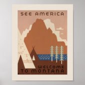 Ontdek Amerika Welkom in Montana | Antieke Reizen Poster (Voorkant)