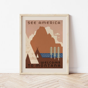 Ontdek Amerika Welkom in Montana   Reizen in het v Poster
