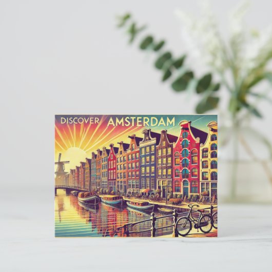 Ontdek Amsterdam Briefkaart (Staand voorkant)