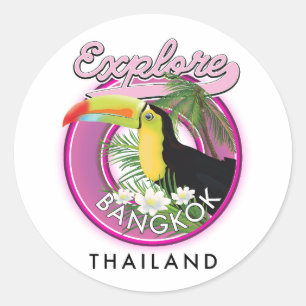 ontdek Bangkok indonesië reislogo Ronde Sticker