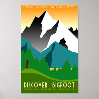 Ontdek Bigfoot in de kleurrijke bergen Poster