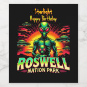 Ontdek buitenaardse mysteries in Roswell! Wijn Etiket (Enkel label)