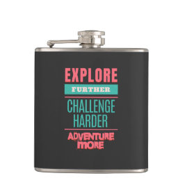 Ontdek Challenge Adventure Quote Motivatie Heupfles