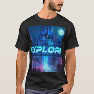 ONTDEK - Cyberpunk Android Sci-Fi Stad Neon Tech T-shirt