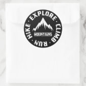 Ontdek de bergen ronde sticker (Tas)