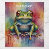 Ontdek de boeiende mooie kikker wijn etiket (Enkel label)