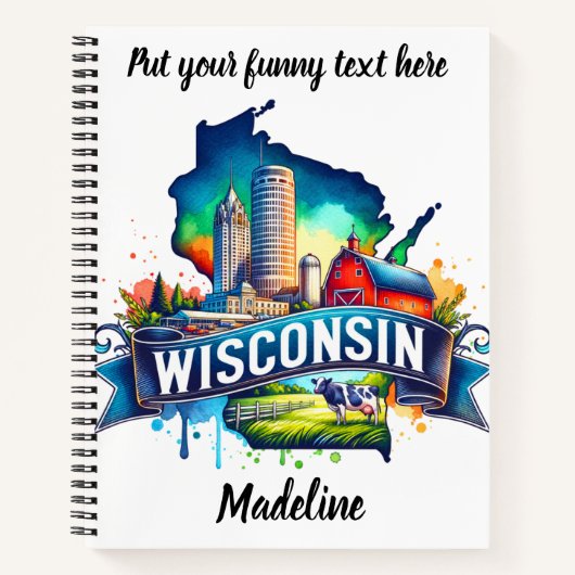 Ontdek de bruisende attracties van Wisconsin! Notitieboek (Voorkant)