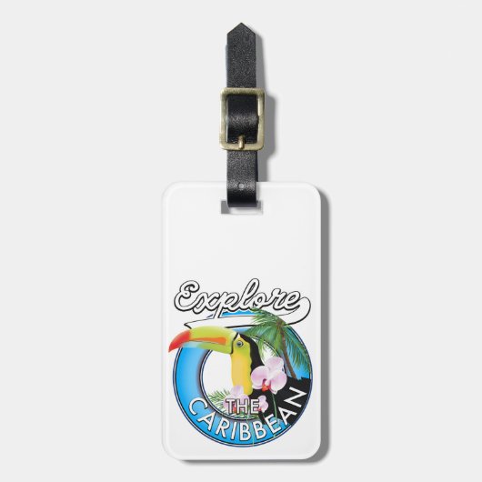 Ontdek de Caraïbische reispatch. Bagagelabel (Voorkant verticaal)