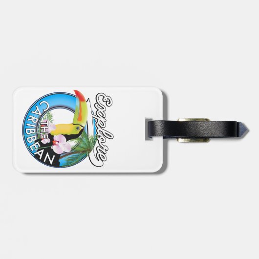 Ontdek de Caraïbische reispatch. Bagagelabel (Achterkant horizontaal)