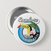 Ontdek de Caraïbische reispatch. Ronde Button 7,6 Cm (Voorkant /achterkant)