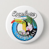 Ontdek de Caraïbische reispatch. Ronde Button 7,6 Cm (Voorkant)