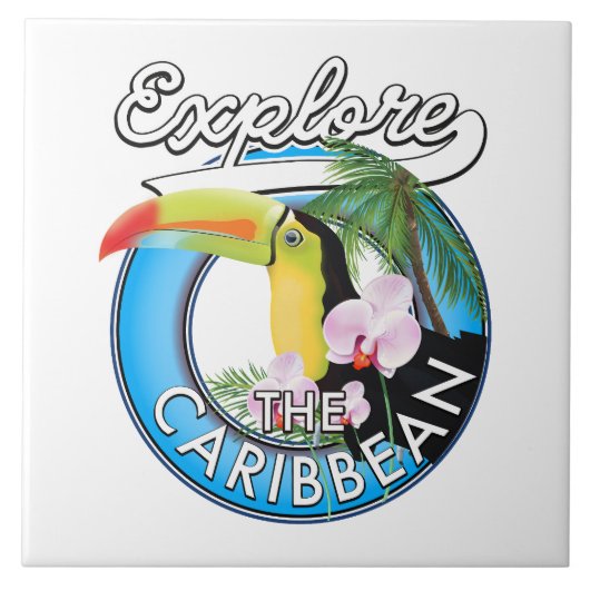 Ontdek de Caraïbische reispatch. Tegeltje (Voorkant)