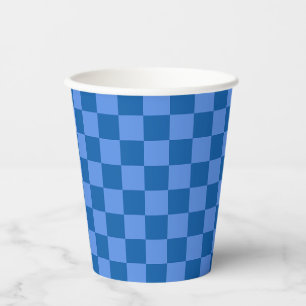 Ontdek de charme van het blauwe schaakbordpatroon papieren bekers