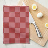 Ontdek de charme van roze en rood dambord theedoek (Quarter Fold)