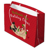 Ontdek de feestelijke kerst van de Cheer Cute Pug Groot Cadeauzakje (Achterkant Gekanteld)
