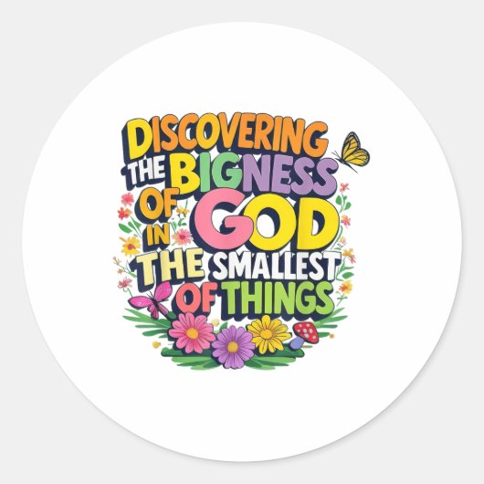 Ontdek de grootheid van God vergroot VBS 2025 Ronde Sticker (Voorkant)