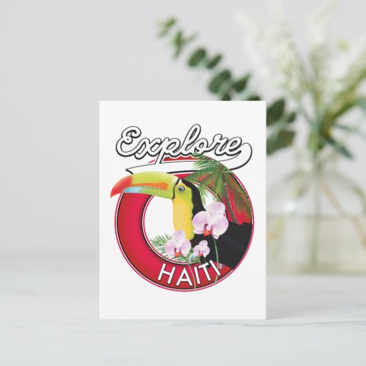 Ontdek de Haïtiaanse logo-patch. Briefkaart (Staand voorkant)
