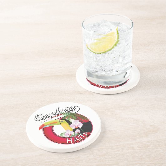 Ontdek de Haïtiaanse logo-patch. Zandsteen Onderzetter (Zijkant)