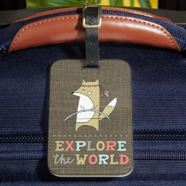 Ontdek de  Kinderen van de World Boho Fox Bagagelabel