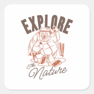 Ontdek de Natuur - kattenwandelaar Vierkante Sticker