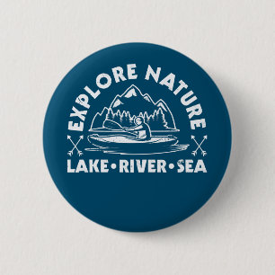 Ontdek de Natuur: Kayaking Adventures Ronde Button 5,7 Cm