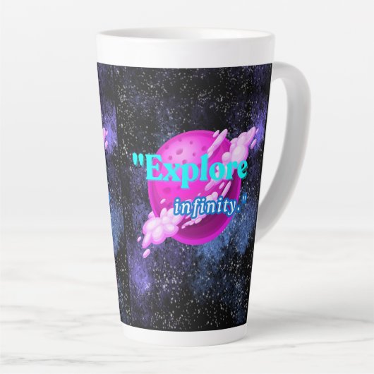 Ontdek de oneindigheid latte mok (Rechterhoek)