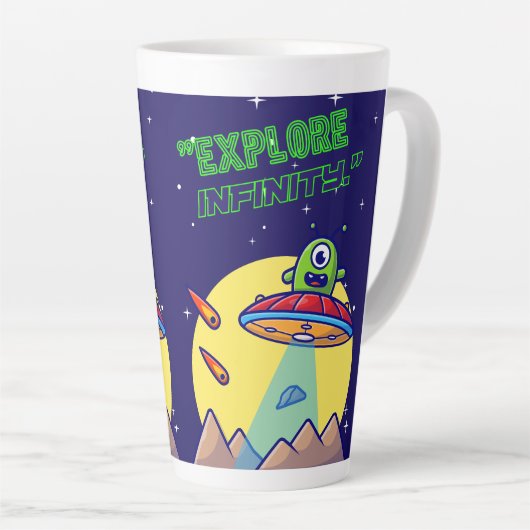 Ontdek de oneindigheid latte mok (Rechterhoek)