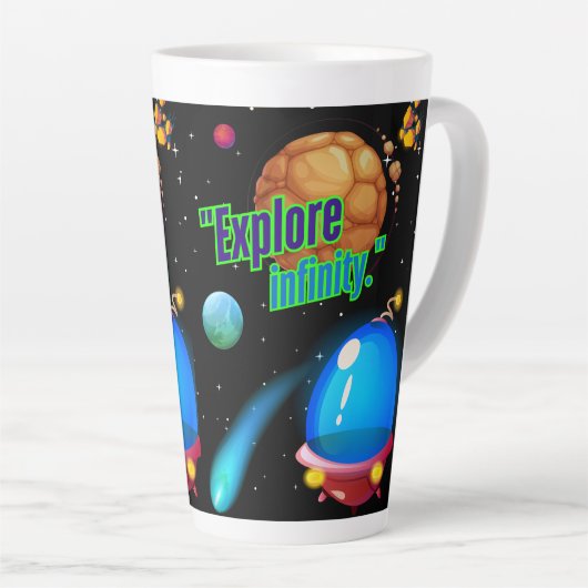 Ontdek de oneindigheid latte mok (Rechterhoek)