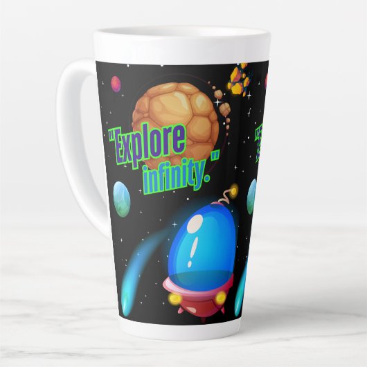 Ontdek de oneindigheid latte mok (Linkerhoek)