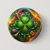 Ontdek de perfecte harmonie van Shamrock, Musical Ronde Button 5,7 Cm (Voorkant)